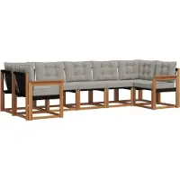vidaXL Buiten bank set 7 st Natuurlijk en Licht Grijs