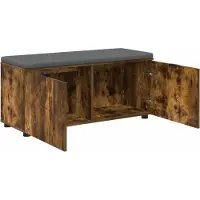 vidaXL Hallenbank met kussen met plank Gerookte Eik 100 x 38 x 46 cm