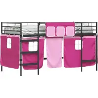 vidaXL Bunkbed voor kinderen met gordijnen Zwart en Roze 100 x 200 cm