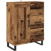 vidaXL Highboard 2 pcs Oudhout 69,5 x 34 x 180 cm Bewerkt hout en glas