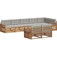 vidaXL Buiten bank set 8 st Natuurlijk en Licht Grijs
