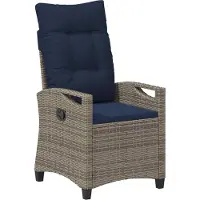 vidaXL Tuinstoel 2 st grijs en marineblauw Staal en Polyester