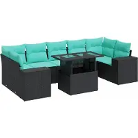 vidaXL 8-delige Loungeset met kussens poly rattan acacia zwart