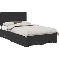 vidaXL Bedframe met lade met opslag Zwart 135 x 190 cm Bewerkt hout