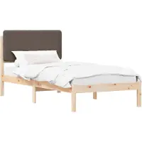 vidaXL Bedframe met Gevoerde Hoofdbord Taupe 75 x 190 cm