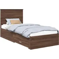 vidaXL Bedframe met lade Bruine Eik en Zilver 75 x 190 cm Bewerkt hout