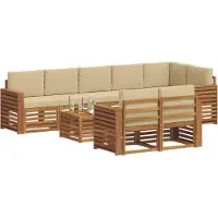 vidaXL Buiten bank set 9 st Natuurlijk en Beige Polyester