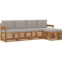 vidaXL Buiten bank set 5 st Natuurlijk en Licht Grijs