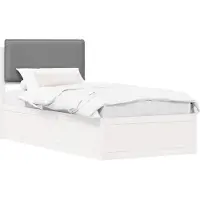 vidaXL Bedframe met Gevoerde Hoofdbord Lichtgrijs 90 x 190 cm