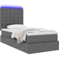 vidaXL LED opbergbed met matras Donkergrijs 100 x 200 cm Stof