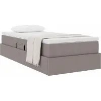 vidaXL Opslag bed met matras met matras Taupe 90 x 200 cm Polyester