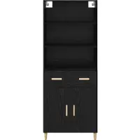 vidaXL Highboard Zwart Eiken 69,5 x 32,5 x 180 cm Bewerkt hout