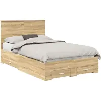 vidaXL Bedframe met lade Sonoma Eik 120 x 200 cm Bewerkt hout