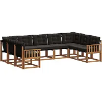 vidaXL Buiten bank set 9 pcs Natuurlijk en zwart Massief Acacia Hout