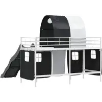 vidaXL Kids'loftbedframe Wit en Zwart 100 x 190 cm Metaal