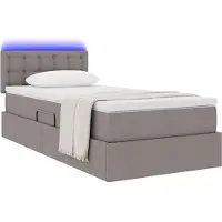 vidaXL LED opbergbed met matras Taupe 90 x 190 cm Stof