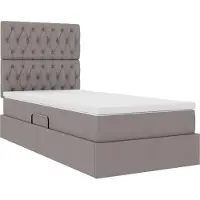 vidaXL Opslag bed met matras met hoofdeinde Taupe 90 x 200 cm Stof