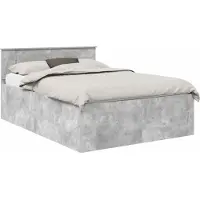 vidaXL Bedframe met hoofdeinde Beton Grijs 150 x 200 cm Bewerkt hout