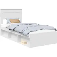 vidaXL Bedframe met hoofdeinde Wit 100 x 200 cm Massief grenenhout