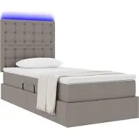 vidaXL LED opbergbed met matras Taupe 90 x 190 cm Stof
