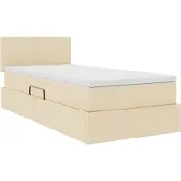 vidaXL Opbergbed met matras met hoofdeinde Crème 100 x 200 cm fluweel
