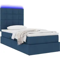 vidaXL LED opbergbed met matras Blauw 100 x 200 cm Stof