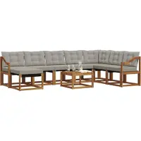 vidaXL Buiten bank set 9 st Naturel en lichtgrijs