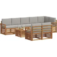 vidaXL Buiten bank set 9 st Natuurlijk en Licht Grijs Polyester