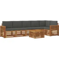 vidaXL Buiten bank set 7 st Natuurlijk en Antraciet Polyester