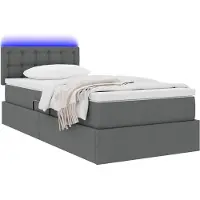 vidaXL LED opbergbed met matras Donkergrijs 90 x 200 cm Stof