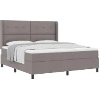 vidaXL Boxspring bed met kussen met hoofdeinde Taupe 200 x 180 cm Stof