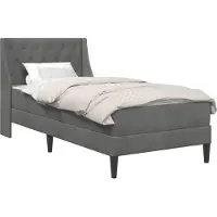 vidaXL Bedframe met matras met matras Donkergrijs 90 x 200 cm Fluweel