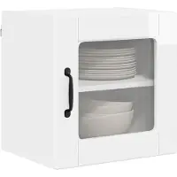 vidaXL Wandglas Kasten PORTO Hoogglans wit 40 x 31 x 40 cm