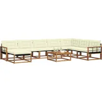 vidaXL Buiten bank set 9 st Natuurlijk en Crème Massief Acacia Hout