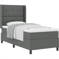 vidaXL Boxspring bed met kussen Donkergrijs 190 x 90 cm Stof