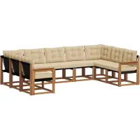 vidaXL Buiten bank set 9 st Natuurlijk en Beige