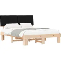 vidaXL Bedframe met Gevoerde Hoofdbord Zwart 160 x 200 cm