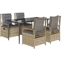 vidaXL 5-delige Tuinset met kussens poly rattan beige