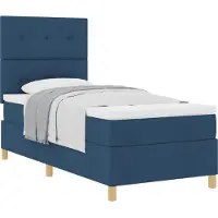 vidaXL Boxspring bed met hoofdeinde Blauw 90 x 200 cm Stof