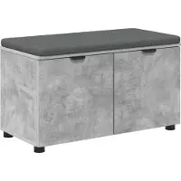 vidaXL Hallenbank Beton Grijs 80 x 38 x 46 cm Geengineerd Hout en Stof