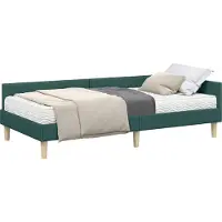 vidaXL Hoekbedframe met Matras Anders met hoofdeinde 2 st Groen Stof