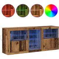 vidaXL LED Dressoir Oud hout 162 x 37 x 67 cm Bewerkt hout