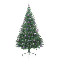 vidaXL Kunststof Voorverlichte Kerstboom met 300 LED Groen 210 cm PVC