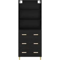 vidaXL Highboard Zwart Eiken 69,5 x 32,5 x 180 cm Bewerkt hout