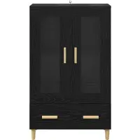 vidaXL Highboard Zwart Eiken 70 x 31 x 115 cm Bewerkt hout