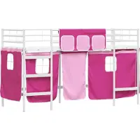 vidaXL Bunkbed voor kinderen met gordijnen Wit en roze 90 x 190 cm