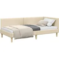 vidaXL Hoek Bed Frame Crème 90 cm x 200 cm Stof en multiplex