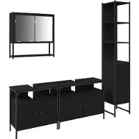 vidaXL Badkamermeubel Set met plank 4 pcs Zwart eiken Bewerkt hout