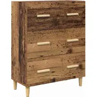 vidaXL Highboard Oud Hout 69,5 x 34 x 180 cm Gefabriceerd Hout en Glas
