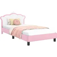 vidaXL Kinderen bedframe met hoofdboard Roze 90 x 190 cm PU